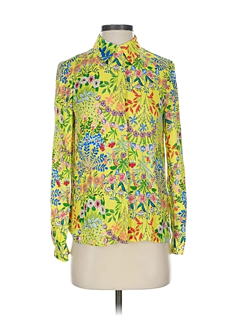 Pre-owned Alice And Olivia Alice + Olivia Long Sleeve Blouse In Yellow