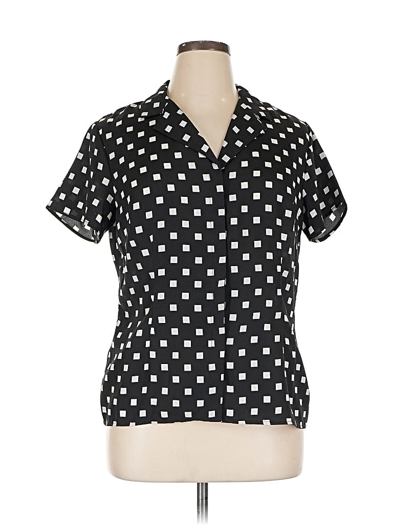 Pre-owned Black Saks Fifth Avenue Short Sleeve Blouse In Black
