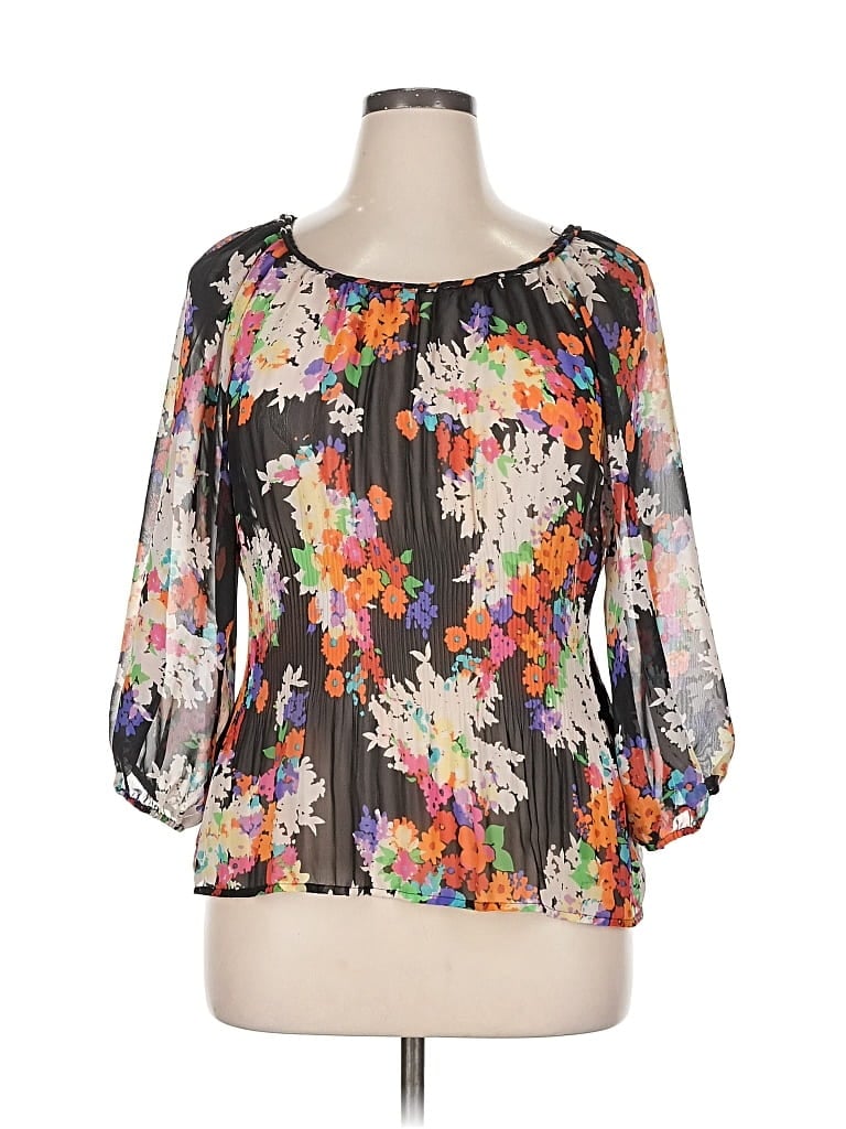 Pre-owned Assorted Brands 3/4 Sleeve Blouse In Black