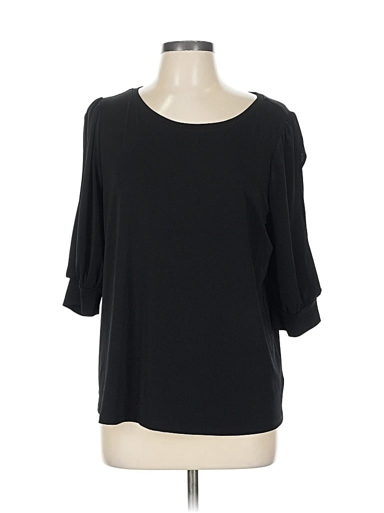 Pre-owned Worthington 3/4 Sleeve Top Black Cold Shoulder Neckline Tops