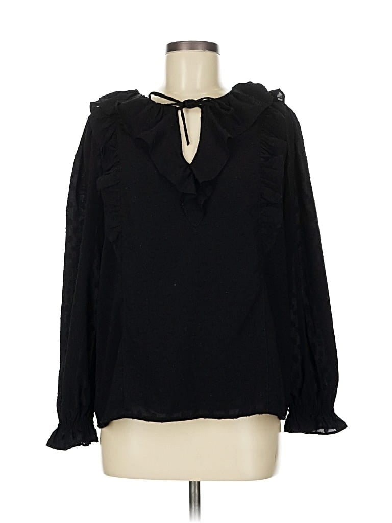 Pre-owned Ann Taylor Loft Long Sleeve Blouse In Black
