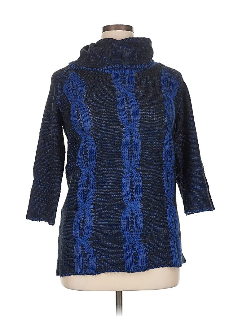 Pre-owned Ny Collection Turtleneck Sweater In Blue