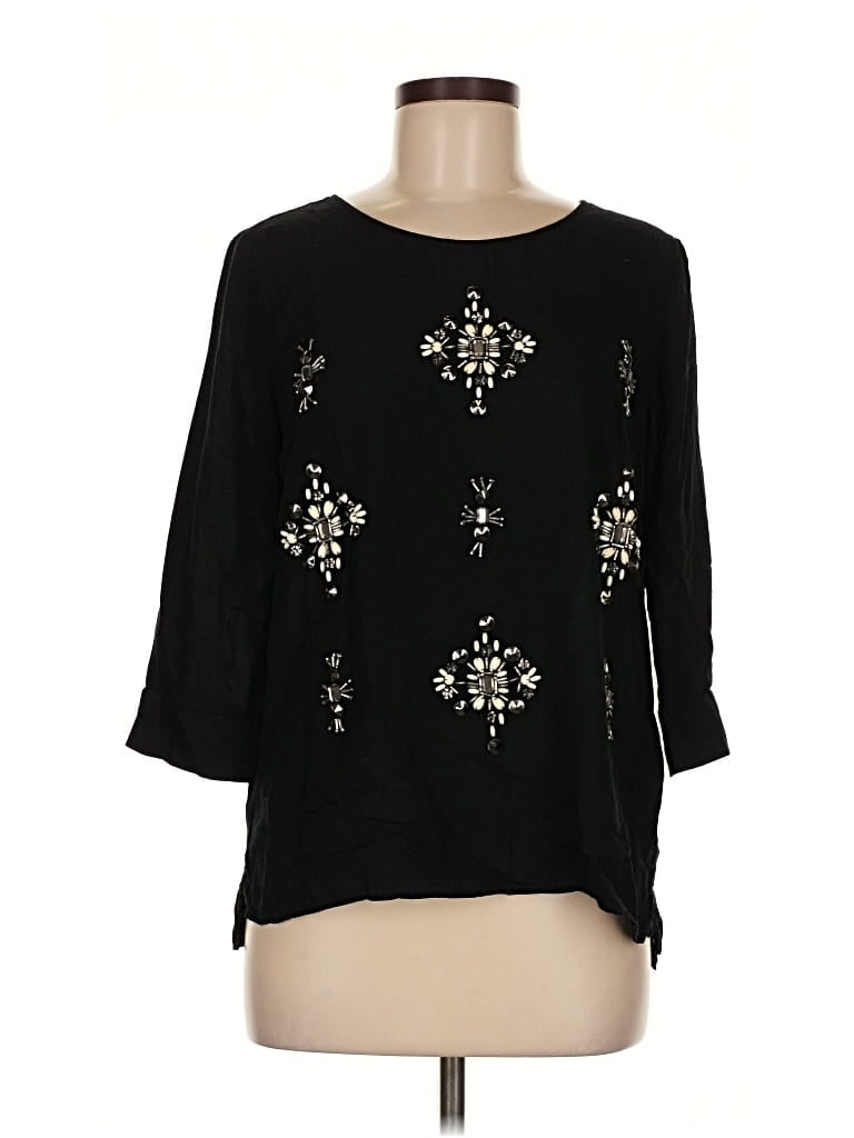 Pre-owned Jcpenney 3/4 Sleeve Blouse In Black