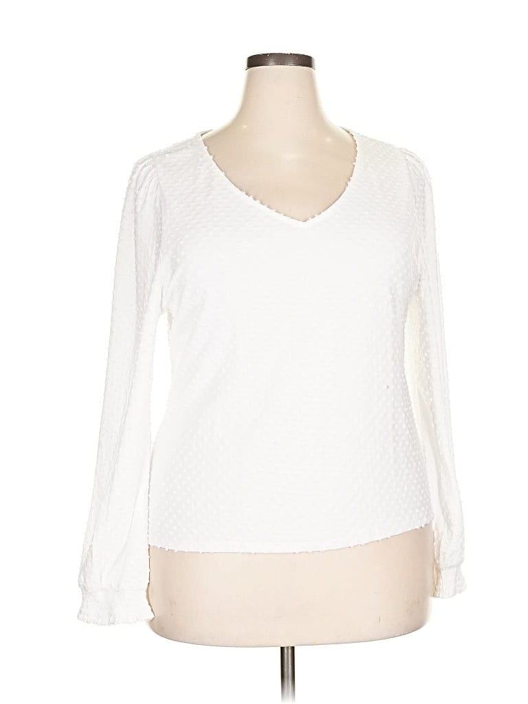 Pre-owned J.crew Factory Store Long Sleeve Blouse In White