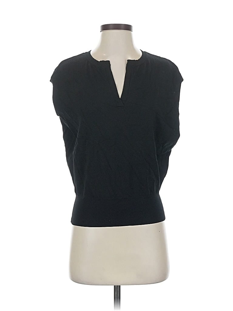 ANN TAYLOR Pre-owned Short Sleeve Top Black Keyhole Neckline Tops