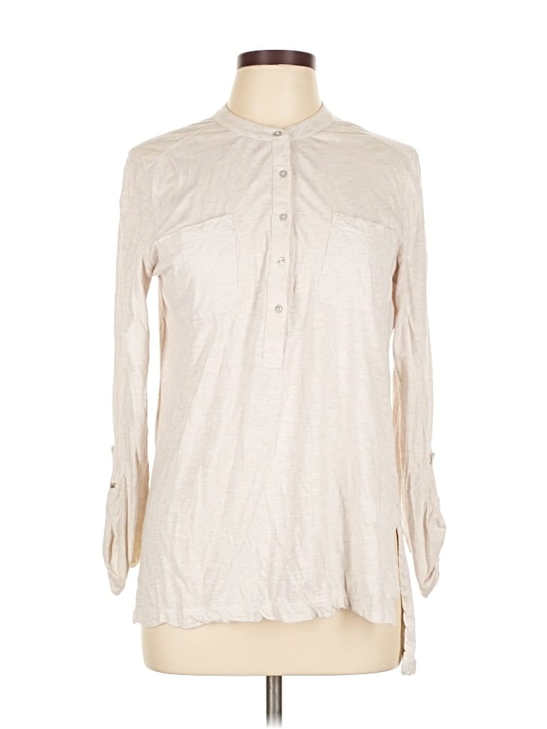 Pre-owned Ann Taylor Loft Long Sleeve Blouse In White