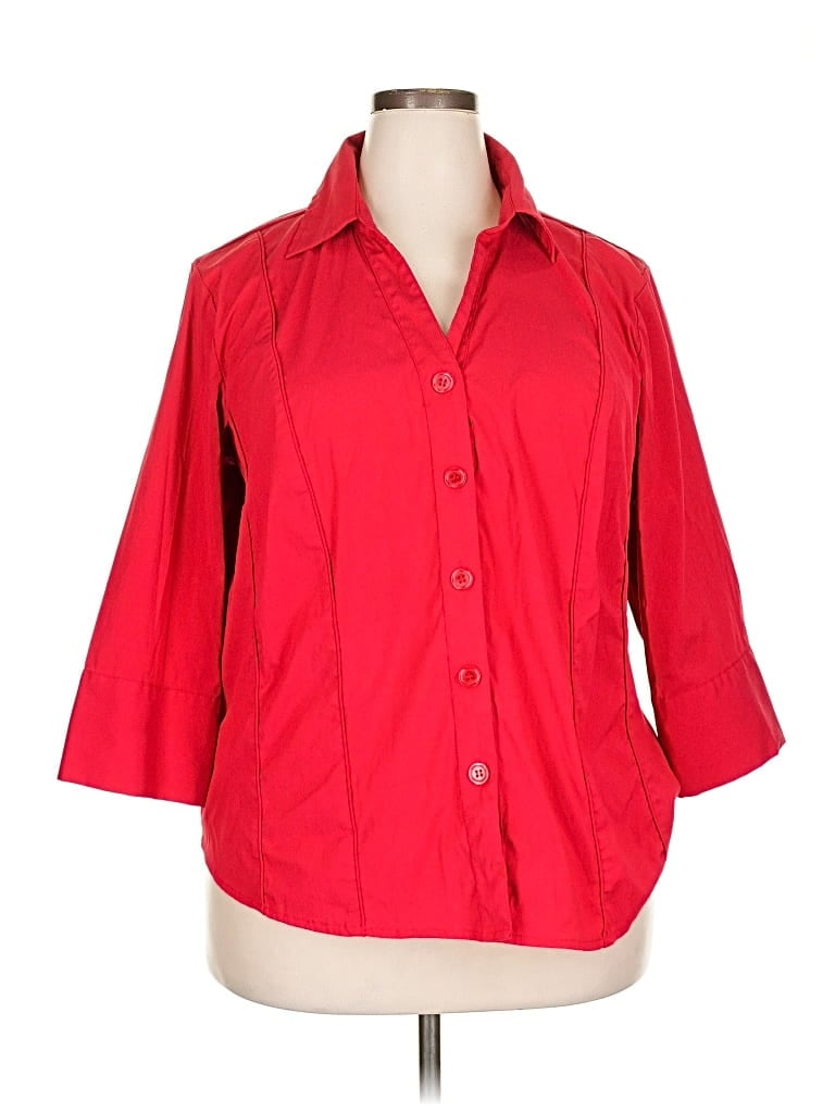 Pre-owned Dressbarn 3/4 Sleeve Blouse In Red