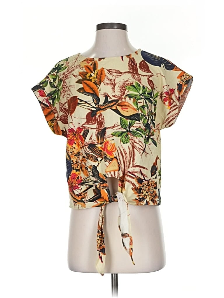 Pre-owned Shein Short Sleeve Blouse In Gold