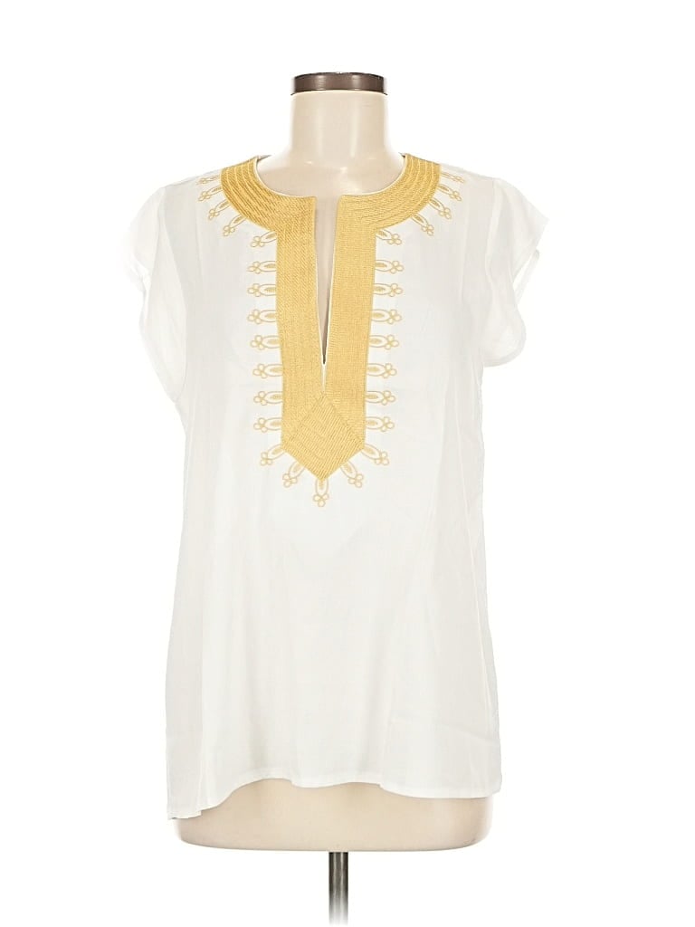 Pre-owned Unbranded Short Sleeve Blouse In White