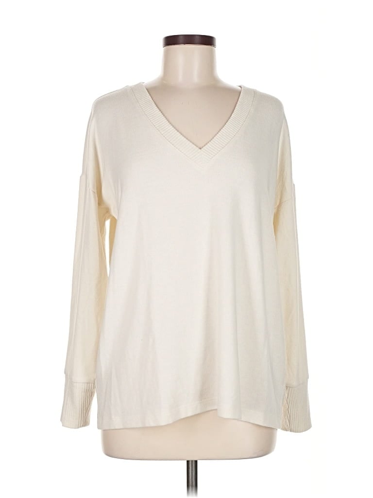 Pre-owned Ann Taylor Loft Pullover Sweater In White