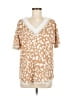 Bibi Animal Print Tan Short Sleeve Blouse Size M - photo 1