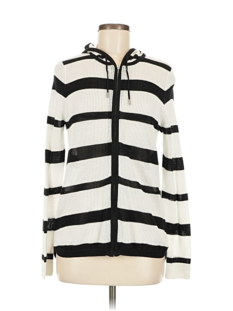 Pre-owned Zenergy By Chico's Zip Up Hoodie In White