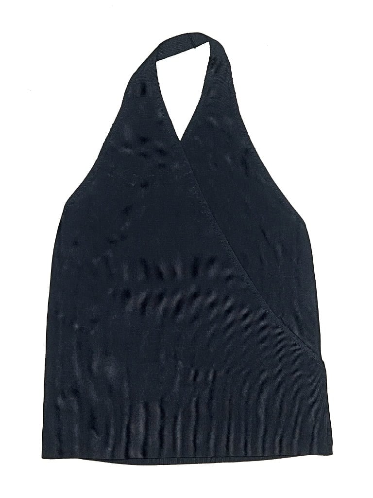 Pre-owned Linda Allard Ellen Tracy Halter Top Blue Halter Neckline Tops