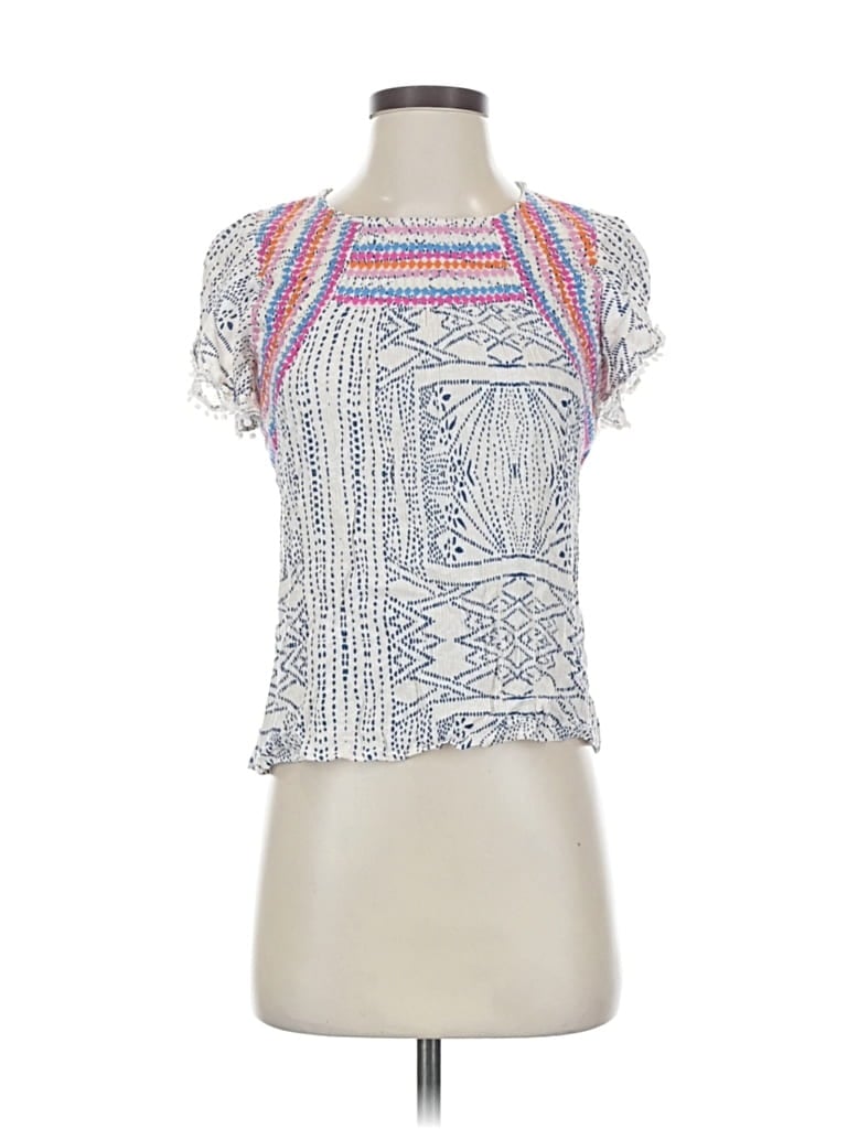 Pre-owned Thml Short Sleeve Blouse In White