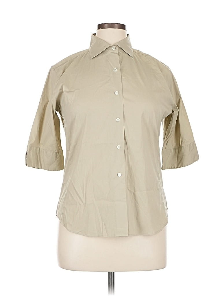 Pre-owned Façonnable 3/4 Sleeve Button Down Shirt In Brown