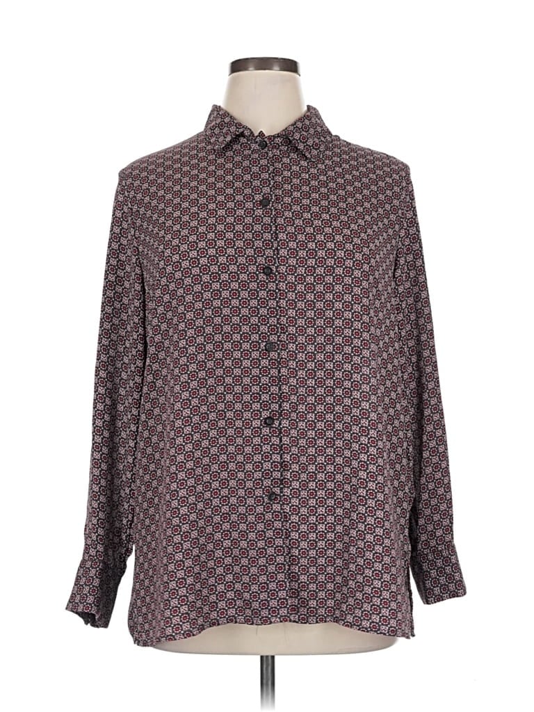 Pre-owned Chelsea & Theodore Long Sleeve Blouse In Gray