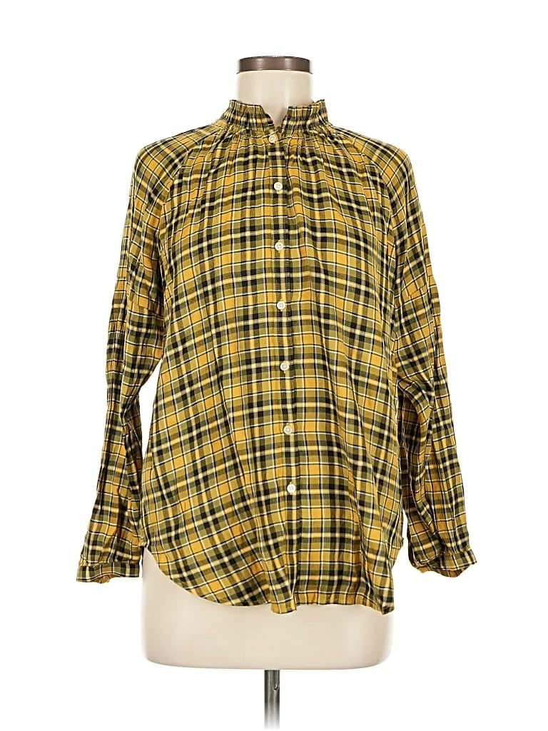 Pre-owned Ann Taylor Loft Long Sleeve Button Down Shirt In Yellow