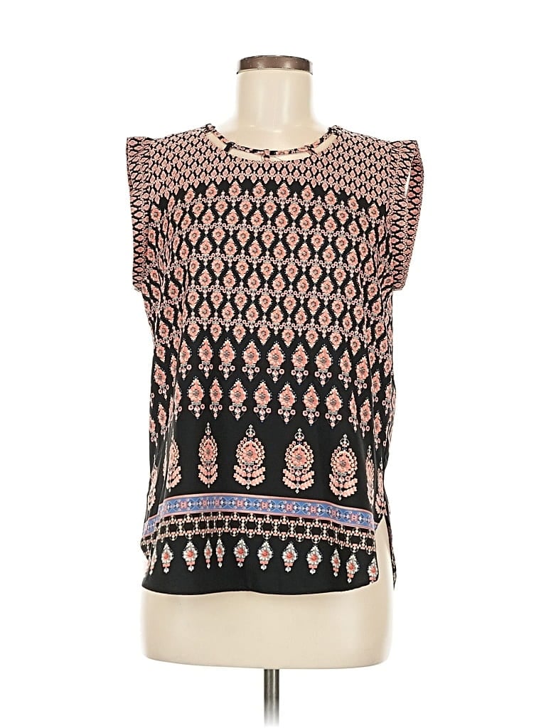 Pre-owned Alice Blue Short Sleeve Top Black Keyhole Neckline Tops