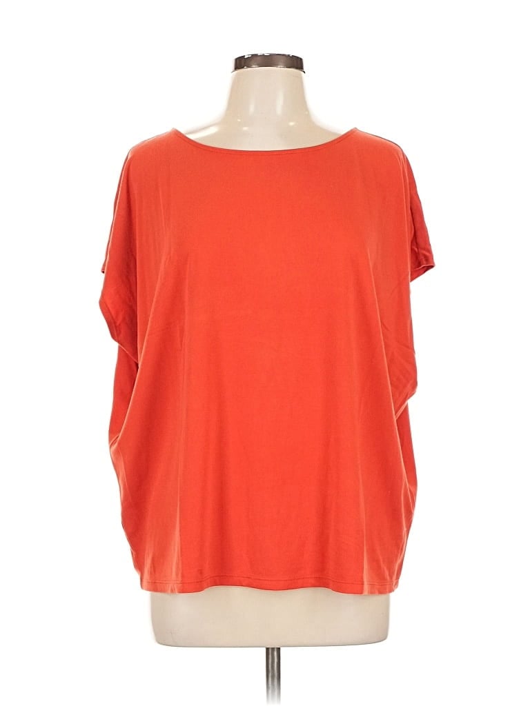 Pre-owned Ann Taylor Factory Short Sleeve Top Orange Boatneck Tops