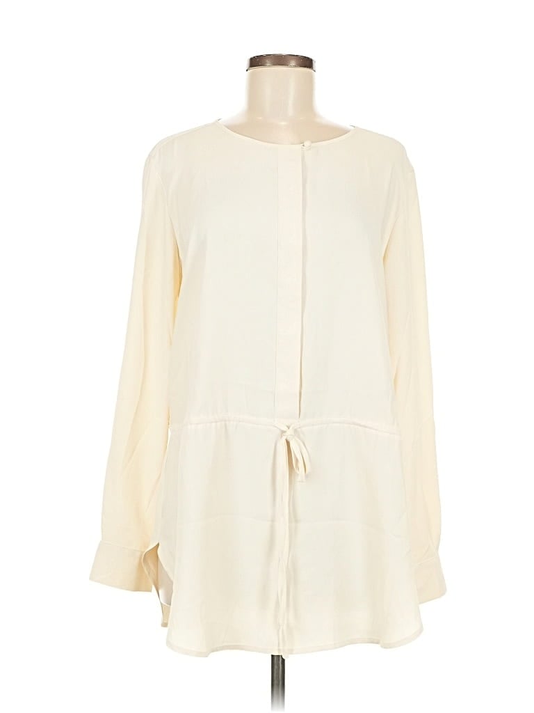 Pre-owned Ann Taylor Long Sleeve Blouse In White