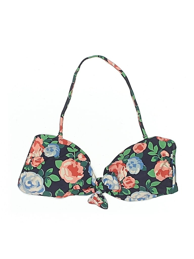 Pre-owned Aerie Swimsuit Top Green Floral Pattern Swimwear