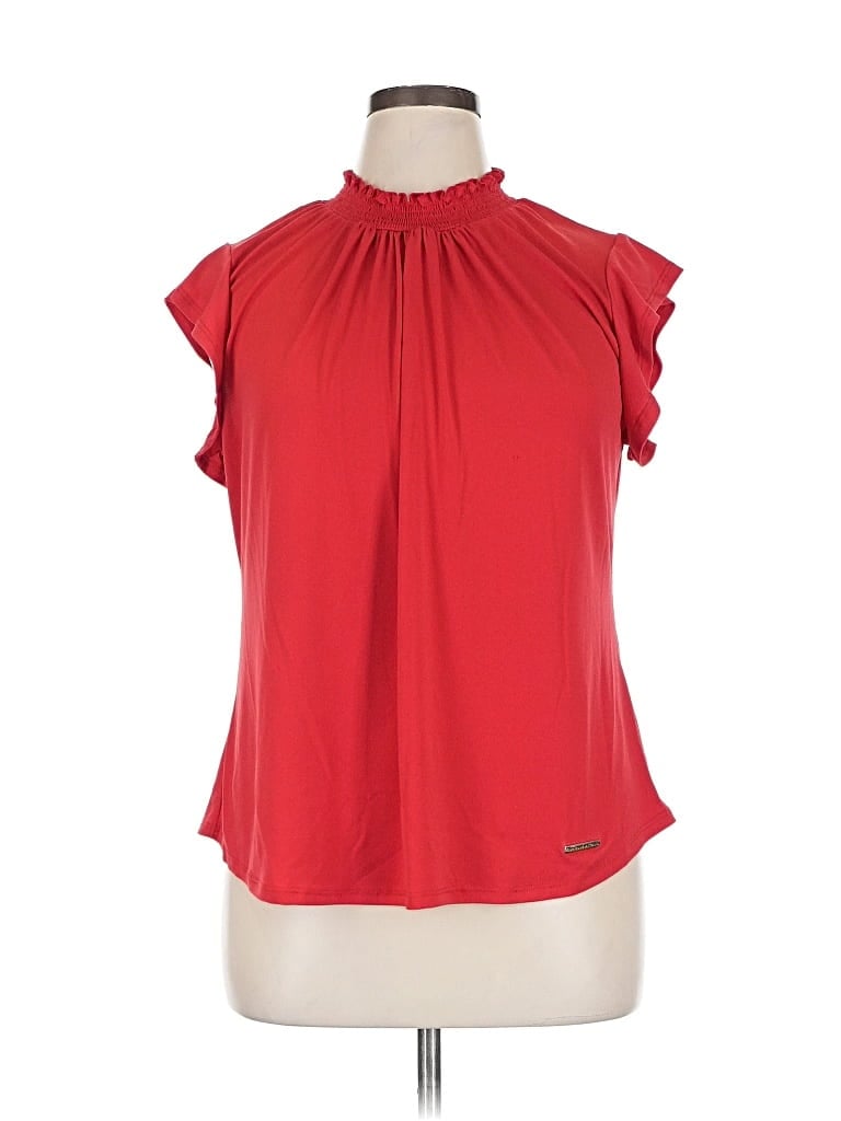 Pre-owned Adrienne Vittadini Short Sleeve Blouse In Red