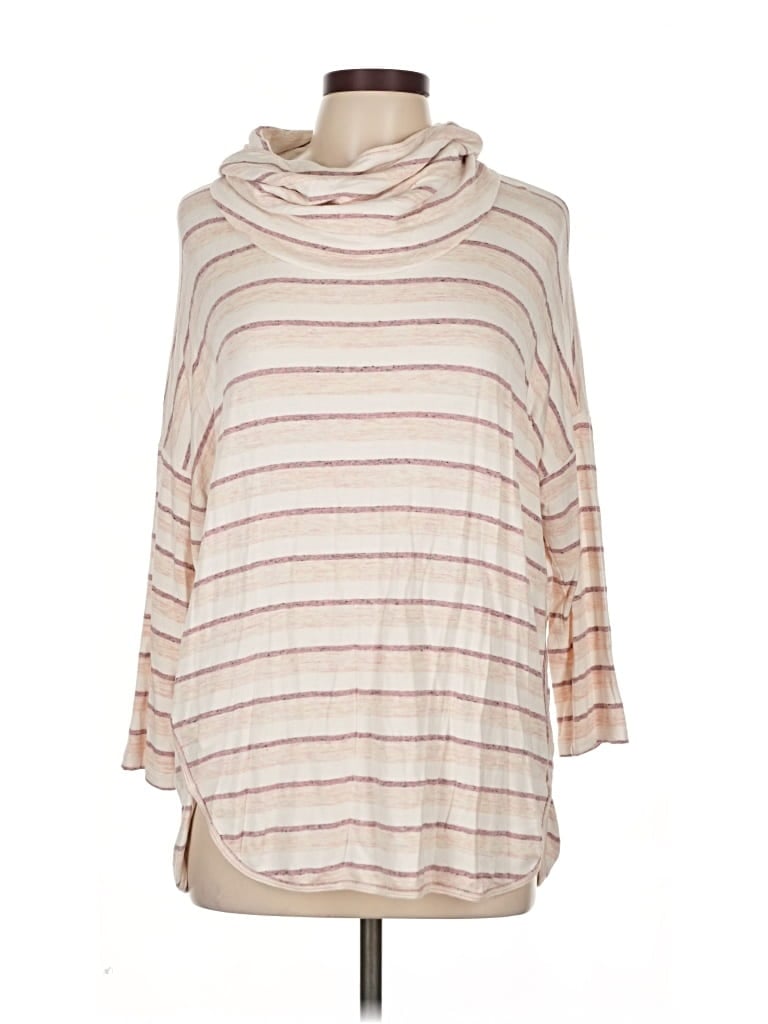 LOU & GREY Pre-owned 3/4 Sleeve Top Ivory Cowl Neck Tops In White