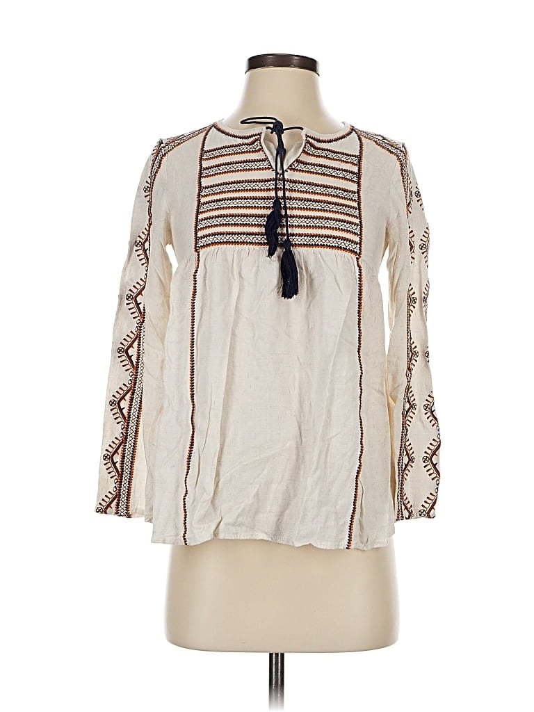 THML Pre-owned Long Sleeve Blouse In White