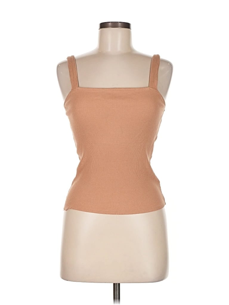 Pre-owned Express One Eleven Sleeveless Top Tan Square Neckline Tops In Brown