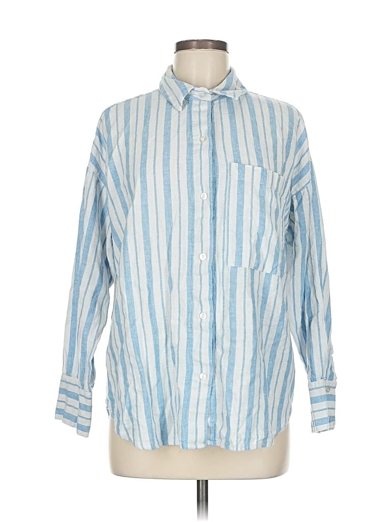 Pre-owned Abercrombie & Fitch Long Sleeve Button Down Shirt In Blue