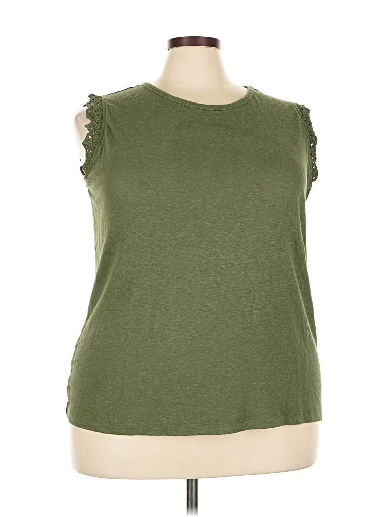 Pre-owned Time And Tru Sleeveless Top Green Keyhole Neckline Tops