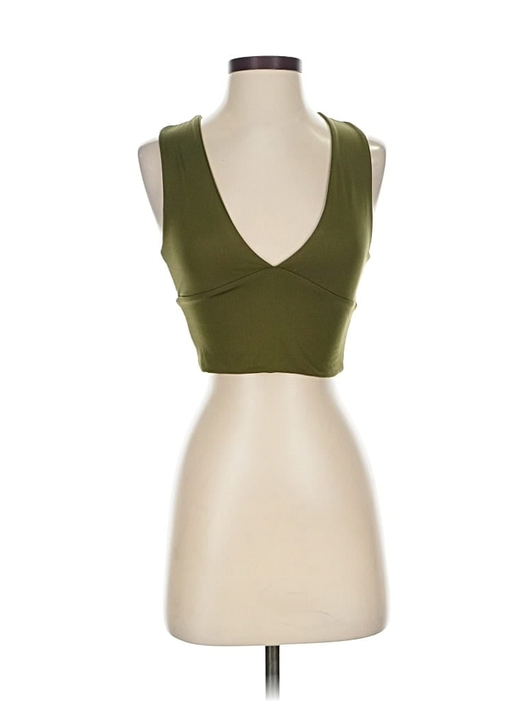 Pre-owned Assorted Brands Tank Top Green Plunge Neckline Tops