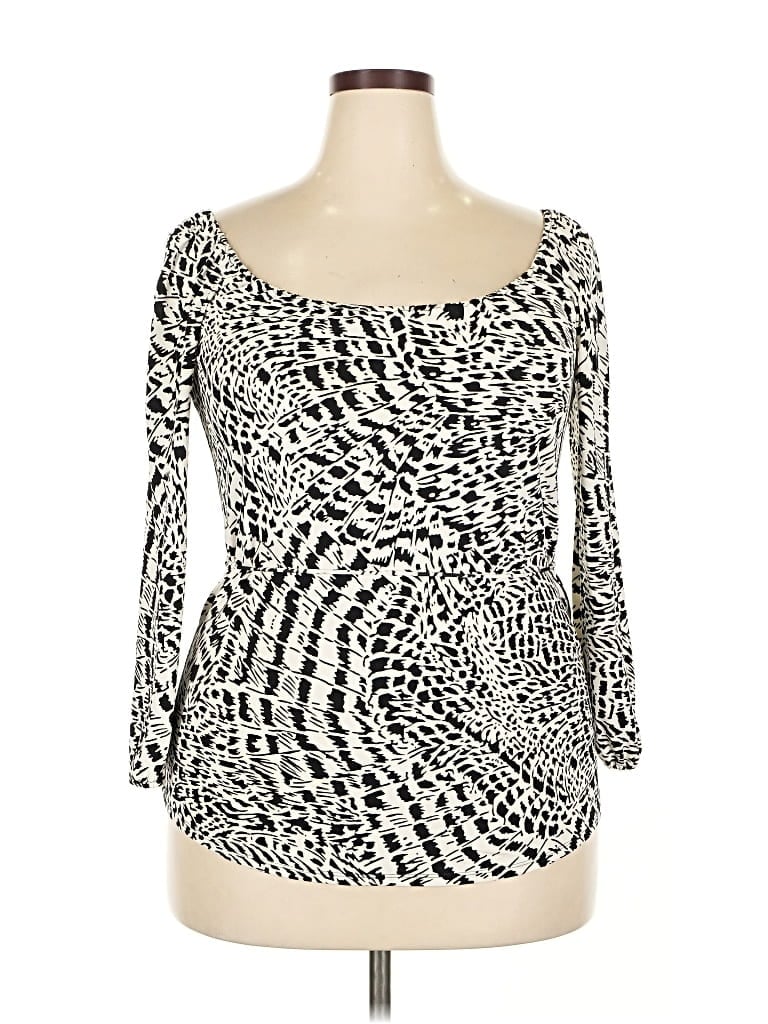 TAHARI Pre-owned 3/4 Sleeve T-shirt In White