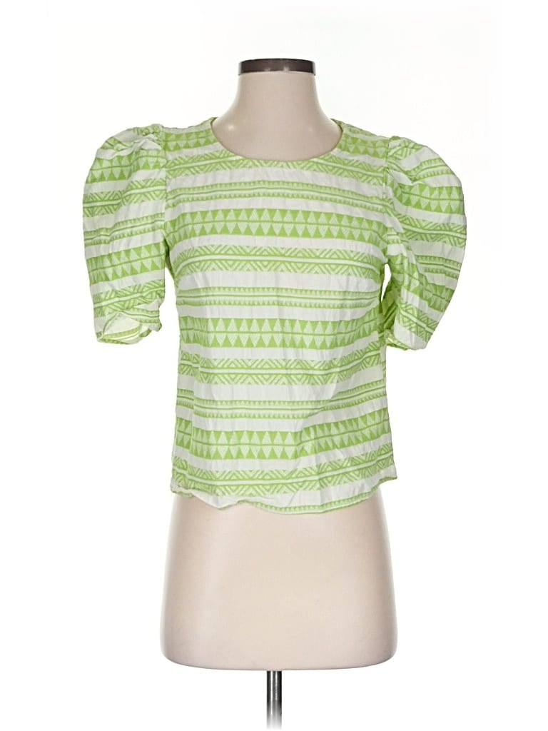 AMADI Pre-owned Short Sleeve Top Green Square Neckline Tops