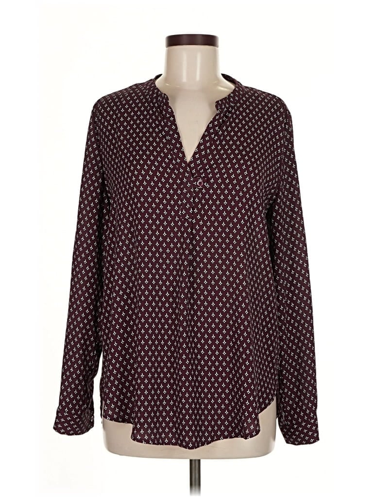 Pre-owned Premise Studio Long Sleeve Blouse In Burgundy