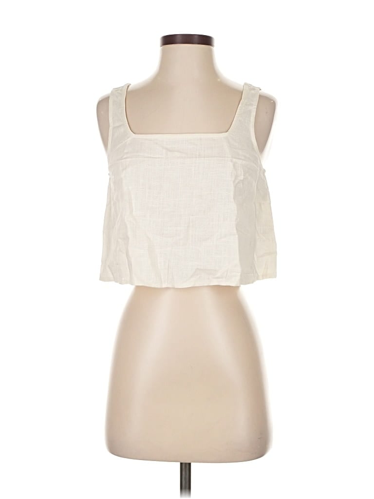 Pre-owned Express Sleeveless Top Ivory Square Neckline Tops In White