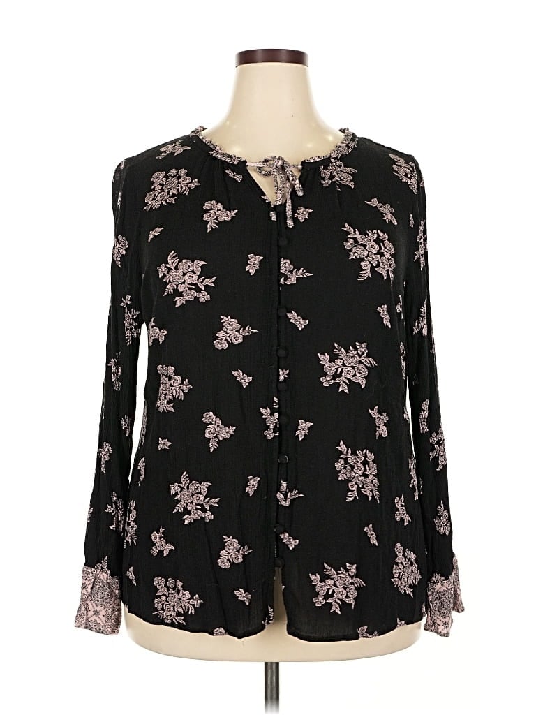 Pre-owned Torrid Long Sleeve Blouse In Black