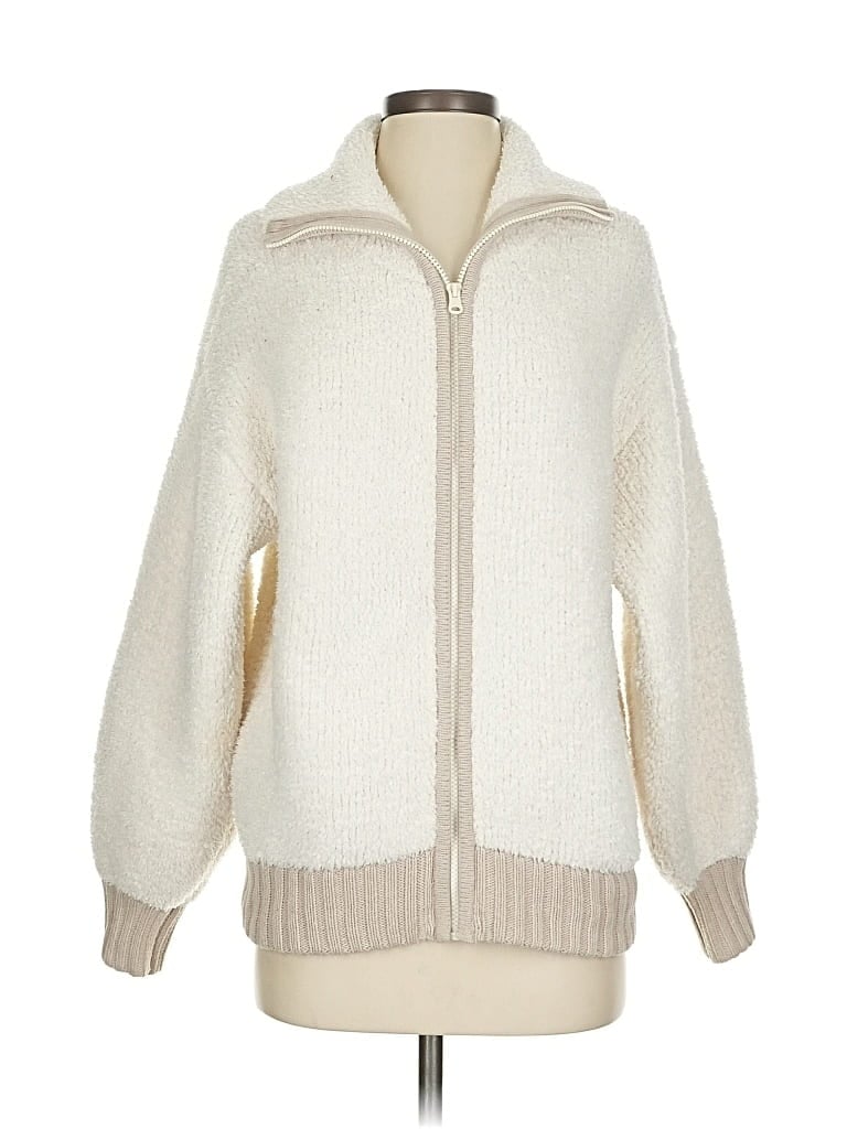 Pre-owned Aerie Fleece Jacket In White