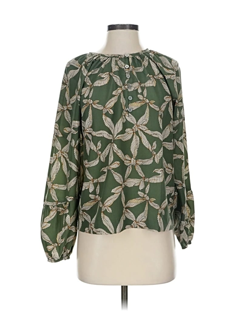 Pre-owned Ann Taylor Loft 3/4 Sleeve Blouse In Green