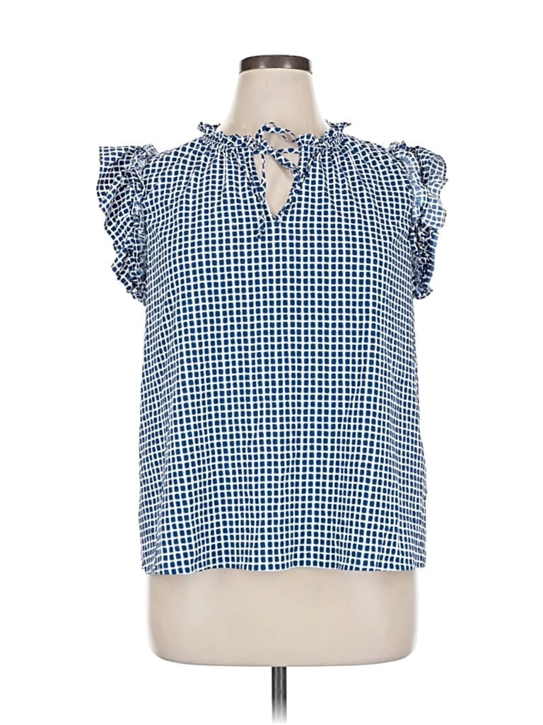 Pre-owned Vineyard Vines Performance Short Sleeve Blouse In Blue