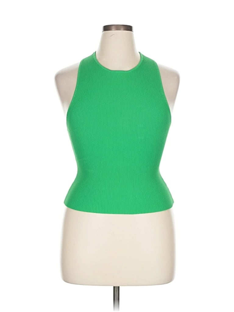 Pre-owned Babaton Tank Top Green Halter Neckline Tops
