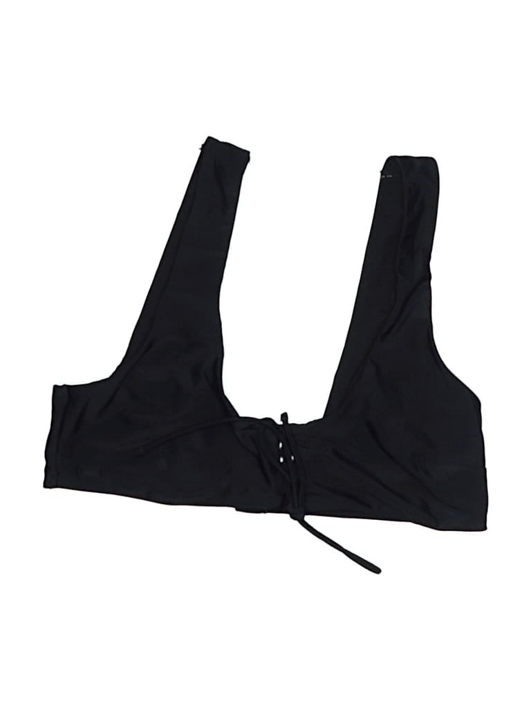 Pre-owned Aerie Swimsuit Top Black Solid Pattern Swimwear