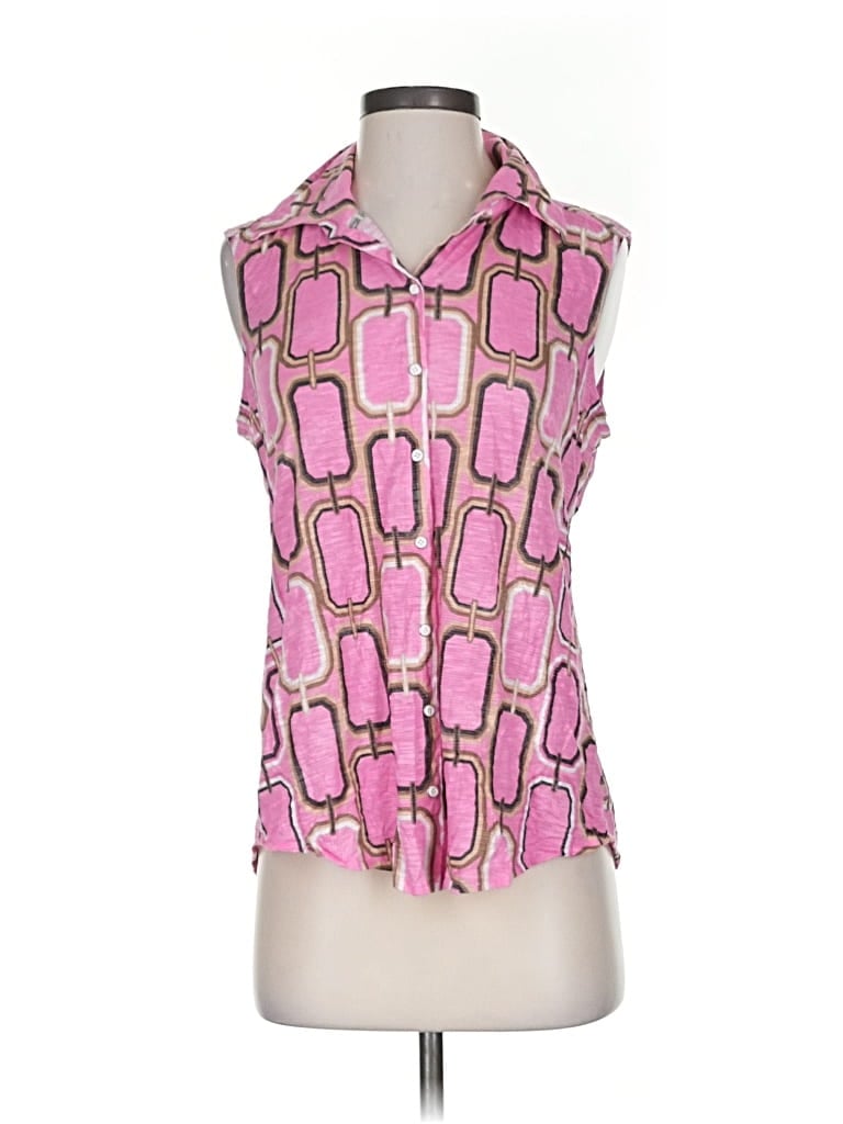 Pre-owned David Cline Sleeveless Button Down Shirt In Pink