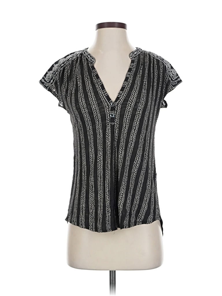 Pre-owned Lucky Brand Short Sleeve Blouse In Gray