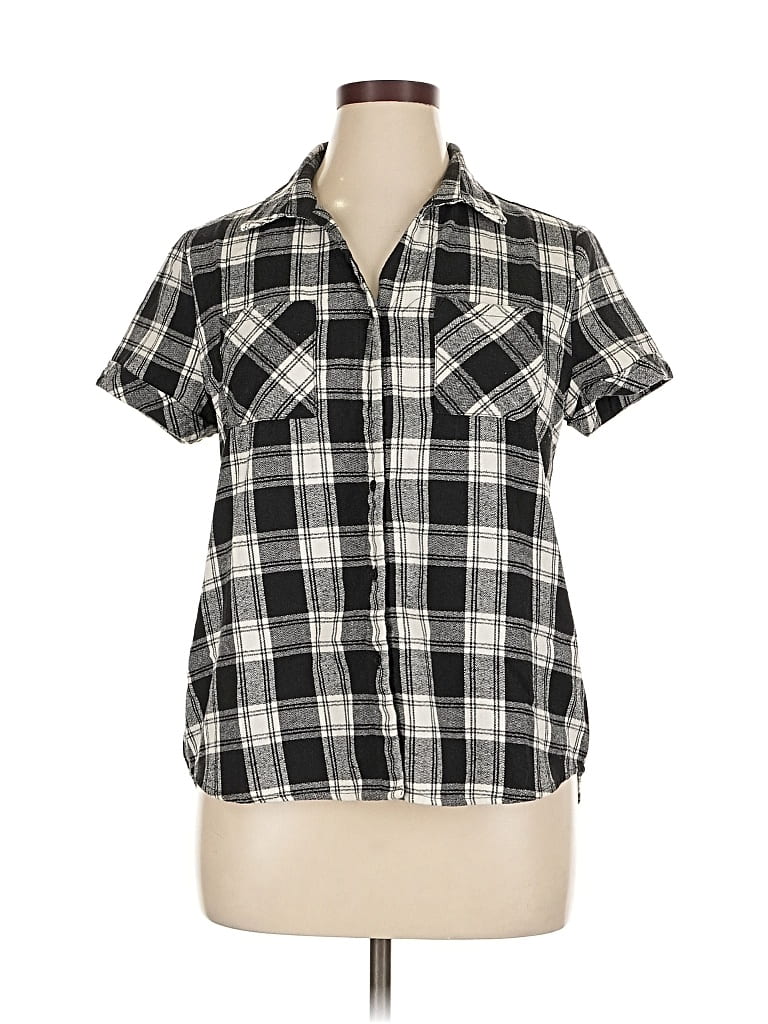 Pre-owned Allegra K Short Sleeve Blouse In Black