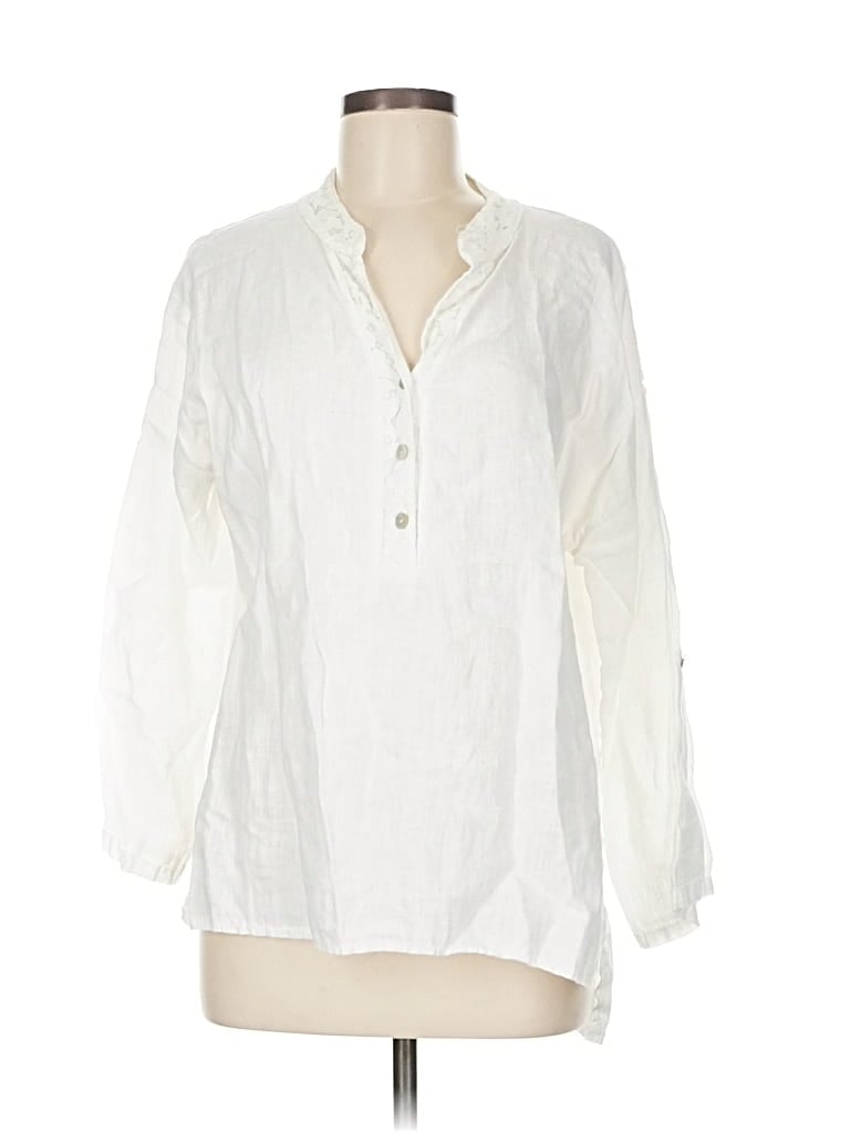 Pre-owned Terzo Millenio Long Sleeve Blouse In White
