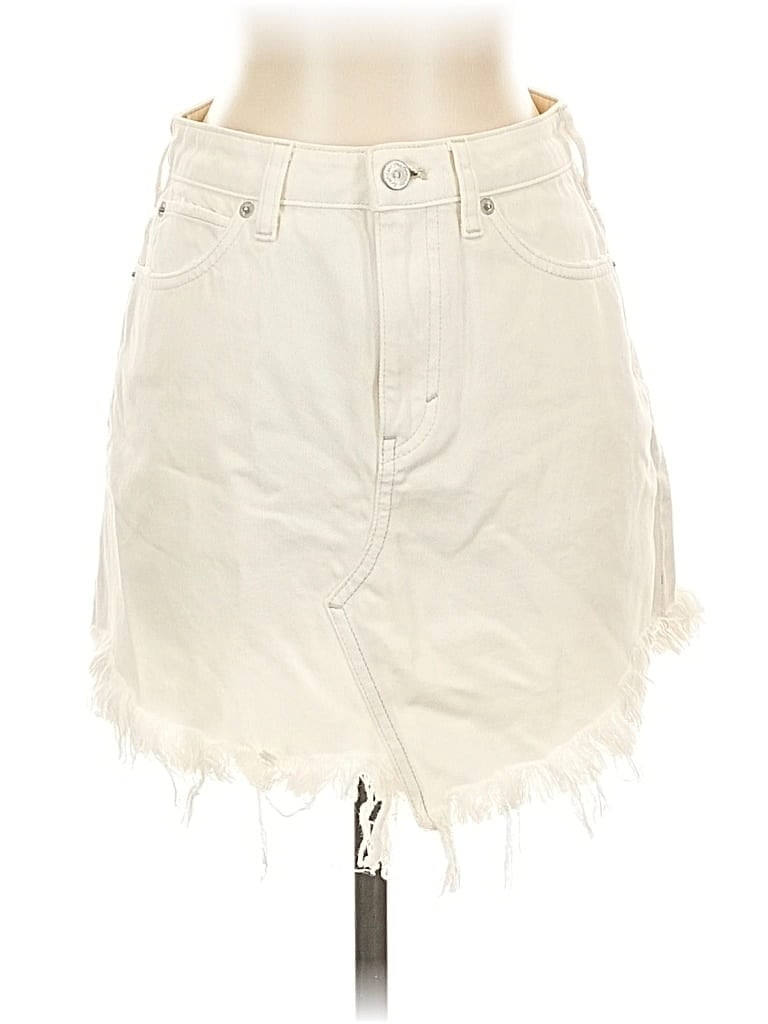 Pre-owned We The Free Denim Skirt In White