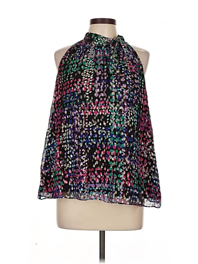 Pre-owned Kate Spade New York Sleeveless Silk Top Black Halter Neckline Tops