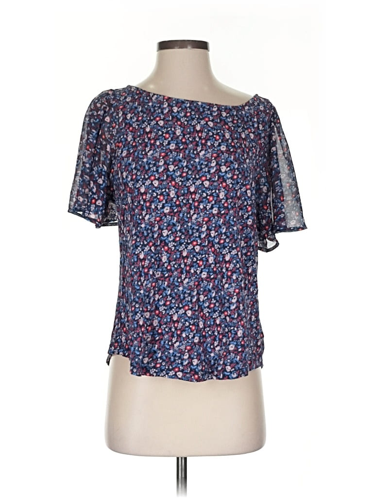 Pre-owned Lucky Brand Short Sleeve Blouse In Blue