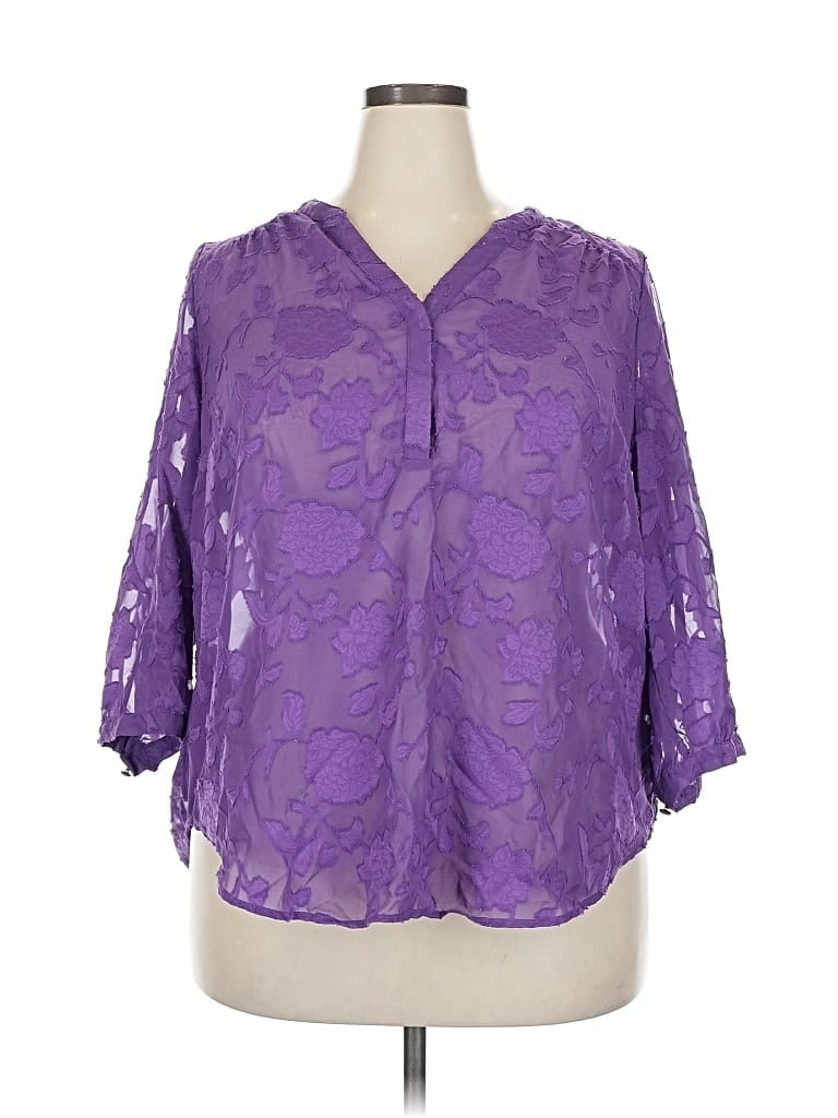 Pre-owned Torrid 3/4 Sleeve Blouse In Purple